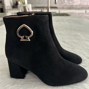 Kate Spade Alihandra Black Suede Booties Ankle Boots Sz 5.5 5‎ 1/2 New